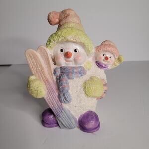 K's Collection Pastel Snowman Resin Figurine 6x4 inches